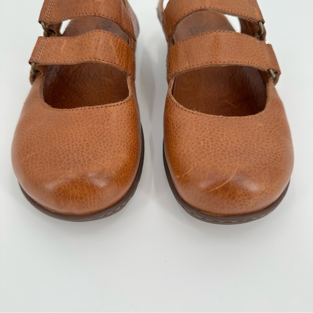BORN Handcrafted Leather Brown Comfort Double Strap Loafers Mules Size 9M - Picture 3 of 16